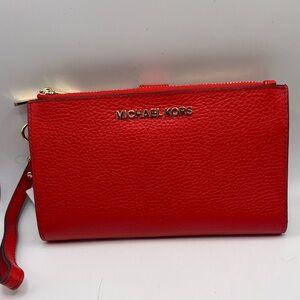 Michael Kors, red wallet, pebble leather. NWT